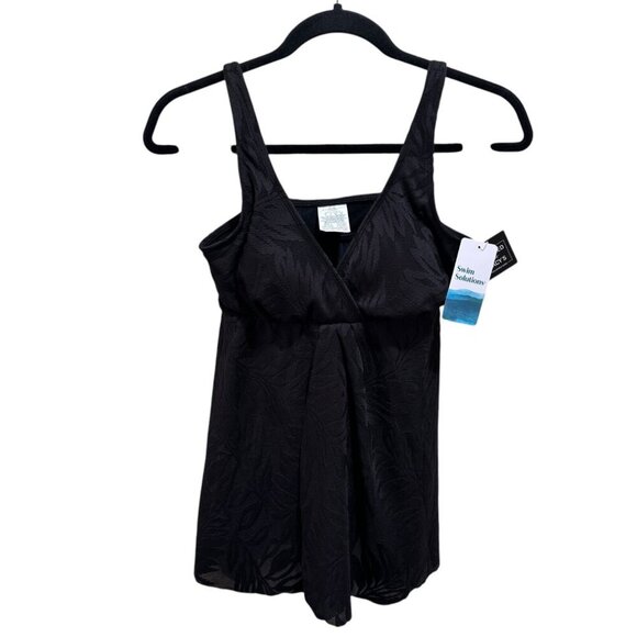 Swim Solutions Womens Size 8 Black Tummy-Control Swim Dress Modest Coverage NWT - Picture 2 of 11